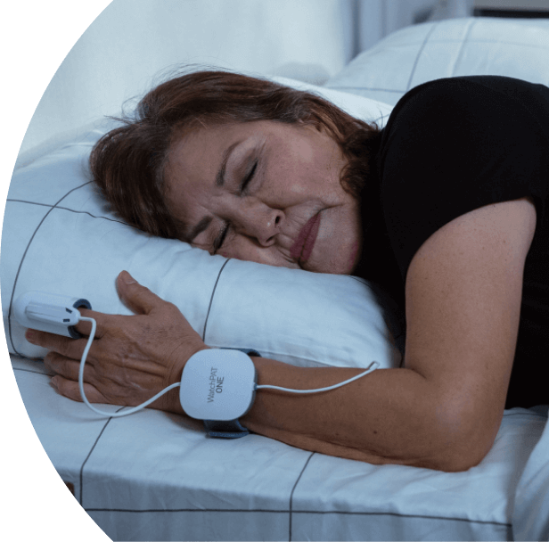 woman taking an at home sleep test